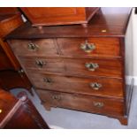 A Georgian mahogany chest of two short and three long graduated drawers, on bracket feet, 37" wide