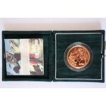 A 2007 brilliant uncirculated gold £5.00 coin, in case with COA