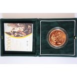 A 2006 brilliant uncirculated gold £5.00 coin, in case with COA