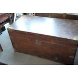 A 19th century mahogany trunk with brass corners, 41" wide