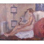 † Duncan Grant: oil on canvas, study of a seated nude - Marjorie Strachey, with accompanying