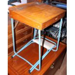 A child's Tri-ang beech and metal framed desk, together with folding chair