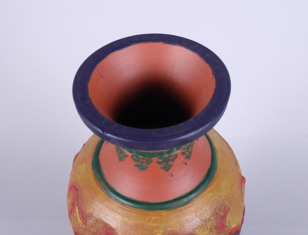 A Republic period Yixing design terracotta vase, decorated dragons,12" high - Image 4 of 5