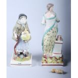 An early 19th century Staffordshire figure, "Age", 8" high (restorations) and an 18th century