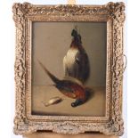 Benjamin Blake: oil on canvas, game birds, 9 1/4" x 11 3/4", in gilt frame