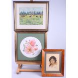 H A Turner, 1916: watercolours, portrait of an unknown girl, 7" x 5 1/2", in maple finish frame, P S