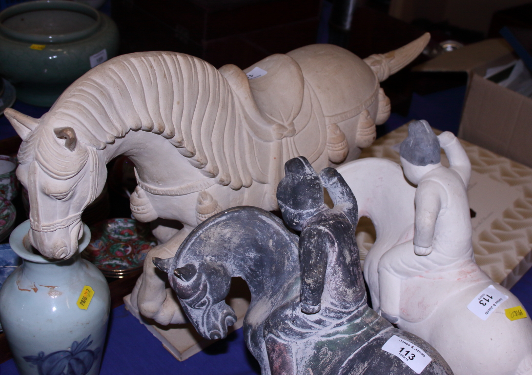 Three Chinese Tang design pottery horses - Image 2 of 2