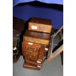 A late 19th century mahogany two drawer fitted till and various mid 20th century cardboard storage