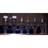 A set of six Stuart crystal drinking glasses engraved with Churchill & Roosevelt