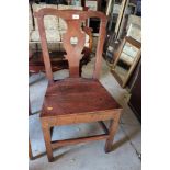 A set of four 19th century provincial oak bar back dining chairs with panel seats, on square taper