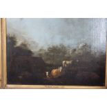 Albert Klomp: an early 17th oil on canvas, landscape with cattle, 18 1/2" x 20 1/2", in gilt frame