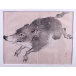 Bairei Kono: watercolours, Japanese Rat, seal mark, 7" x 9", in gilt frame