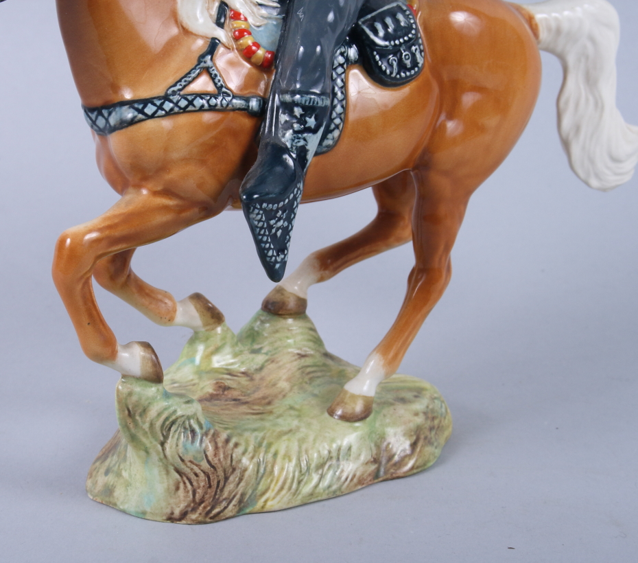 A Beswick Canadian mounted cowboy, impressed 1377 and black mark to base, 9" high - Image 4 of 6