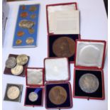 A Victorian Diamond Jubilee medal, one similar, in fitted case, together with various other coins