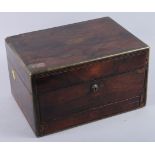 An early 19th century rosewood and brass inlaid work box 12 1/2" wide