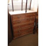 A waxed pine chest of two short and four long graduated drawers, on bracket feet, 36" wide