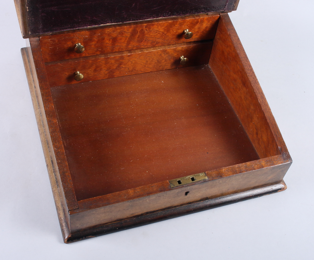 A 19th century mahogany table top desk, interior fitted two drawers, 12" wide - Image 2 of 2