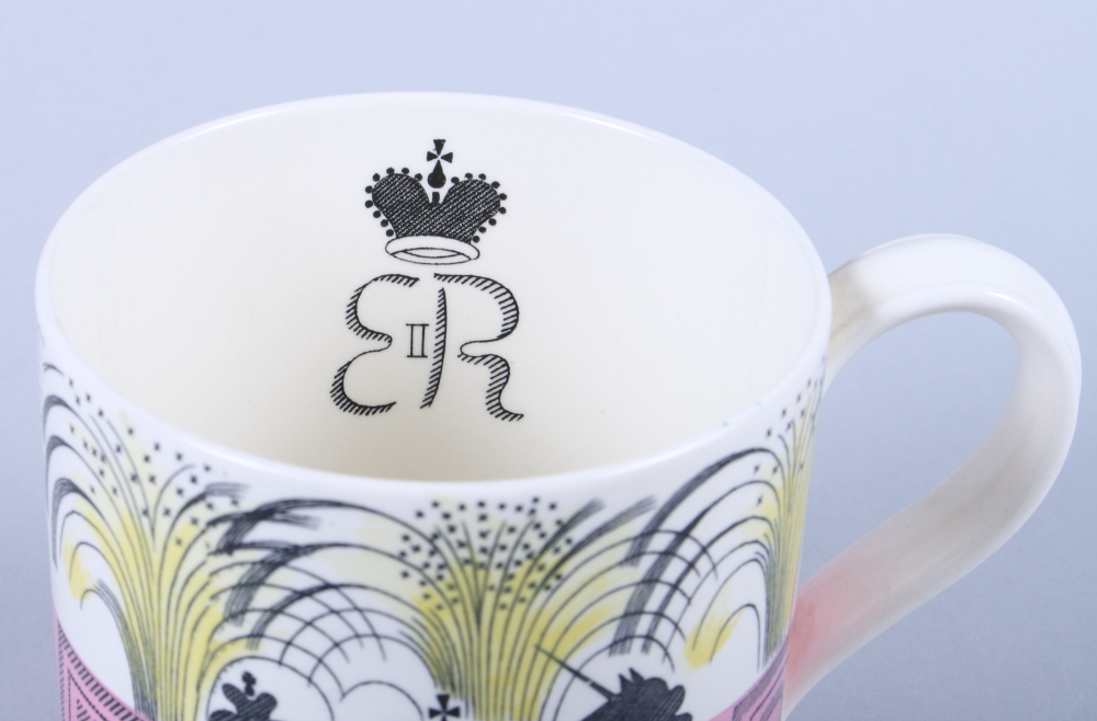 A Wedgwood mug, designed by Eric Ravilious, commemorating the 1953 Coronation of Queen Elizabeth II, - Image 2 of 8