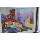 A quantity of pictures, prints and applique panels, including scenes of Hong Kong and others of