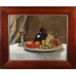 A D Symmons: oil on canvas, still life, 15 1/2" x 20", in rosewood frame