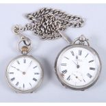 An early 20th century Continental silver open faced pocket watch, with subsidiary second hand, white