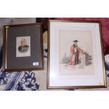 An early 20th century silk picture of General Sir William Robertson, in an oak frame, and a 19th