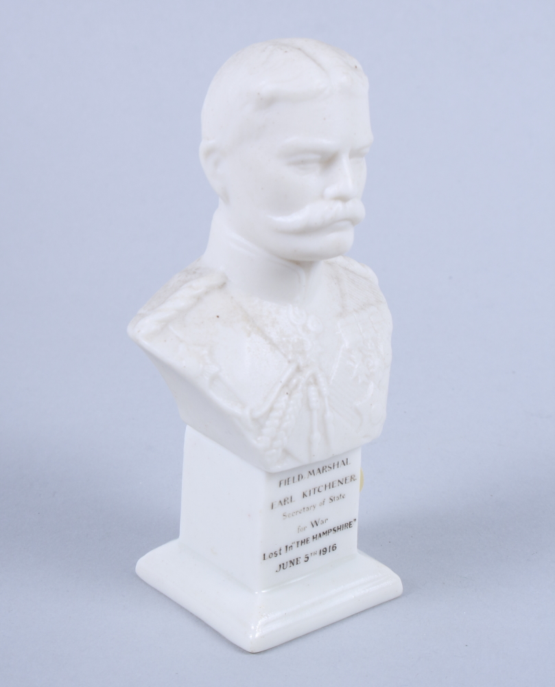 An early 20th century Shelley Parian ware bust of Field Marshall Earl Kitchener, 4 1/2" high