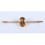 A 15ct gold citrine bar brooch by William Robb of Ballater, 7.6g