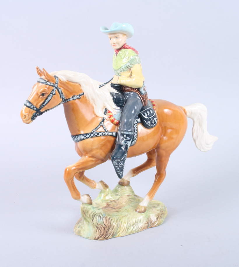 A Beswick Canadian mounted cowboy, impressed 1377 and black mark to base, 9" high