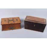 A smoker's Edwardian oak box 12" wide, and a 19th century rosewood box, 12" wide (for restoration)