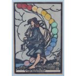 An early 20th century hand-coloured print, "The Rainbow", in ebonised frame