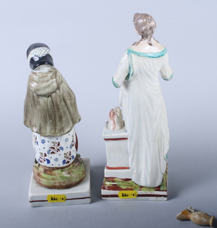 An early 19th century Staffordshire figure, "Age", 8" high (restorations) and an 18th century - Image 3 of 4