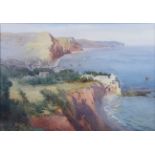 Arthur W Perry: a pair of watercolours, views of Sidmouth, both 10" x 7", in gilt frames