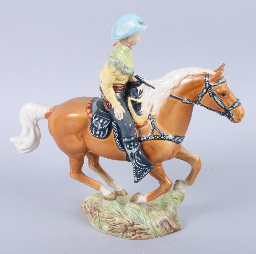 A Beswick Canadian mounted cowboy, impressed 1377 and black mark to base, 9" high - Image 5 of 6