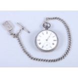 A George V silver open face pocket watch, subsidiary dial, black painted Roman numerals, silver T-