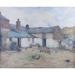 Thomas Wade: a 19th century watercolour of a farm scene "Hill Cottages, Windermere",