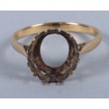 A 22ct gold ring, stone missing, 2.3g, size L/M