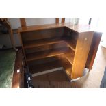 A polished as mahogany corner open bookcase, 37" wide