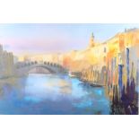 Cecil Rice: a signed limited edition colour print, “Early Morning in the Rialto", 50/300, in gilt