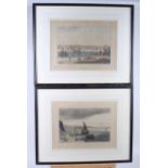 A pair of early 19th century aquatints, coastal scenes, in strip frames