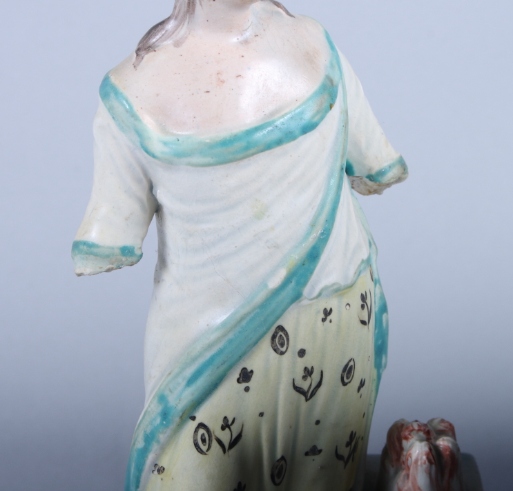 An early 19th century Staffordshire figure, "Age", 8" high (restorations) and an 18th century - Image 2 of 4