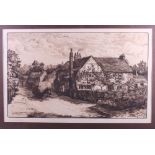 Edward Slocombe, 1883: a pencil signed etching, rural scene with hay wagon, in gilt strip frame, and