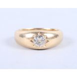 A gentleman's 18ct gold and diamond signet ring, set single central stone, 0.55 carats approx,