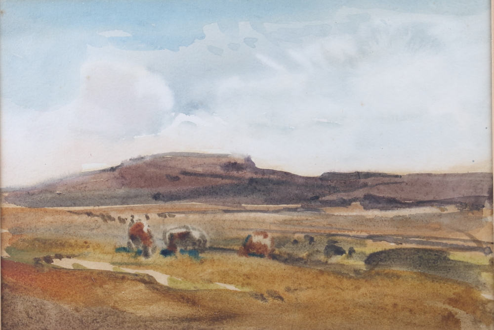 Francis Gould: watercolour on paper, "Exmoor", 6" x 8", in gilt slip frame