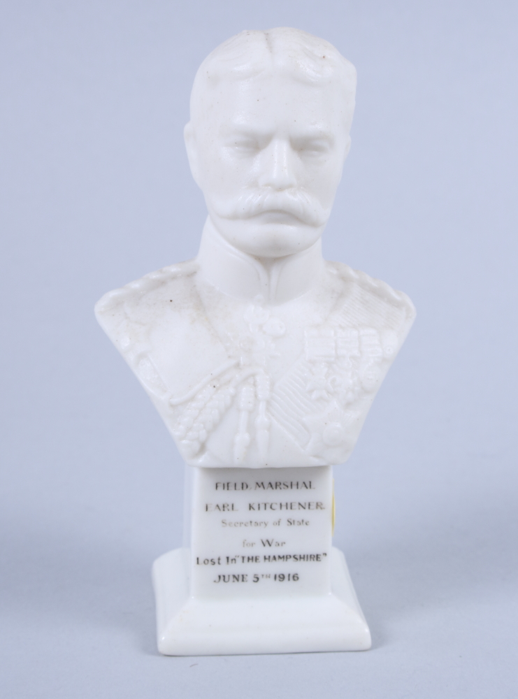 An early 20th century Shelley Parian ware bust of Field Marshall Earl Kitchener, 4 1/2" high - Image 2 of 5
