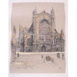 Cecil Aldin: ten pencil signed prints of various churches and cathedrals, unframed