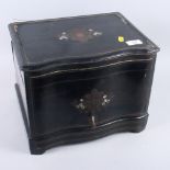 A late Victorian ebony and brass inlaid decanter box, 13 1/2" wide (for restoration)