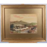 A Ussher, '07: watercolours, view of the River Tavy, 8 1/4" x 11 3/4", in gilt frame