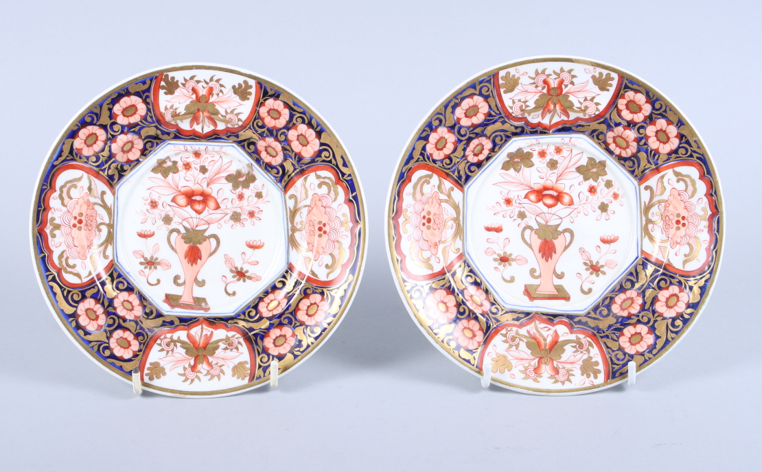 A pair of Swansea porcelain dishes, decorated in the Imari palette, 7 1/2" dia