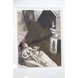 † David Bomberg: pen and ink monochrome, "Mother and Child", label verso, 10 1/4" x 8", in